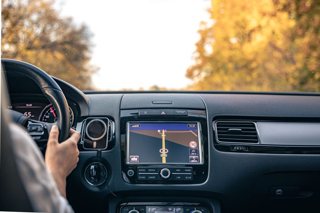 woman driver hands steering wheel inside car
